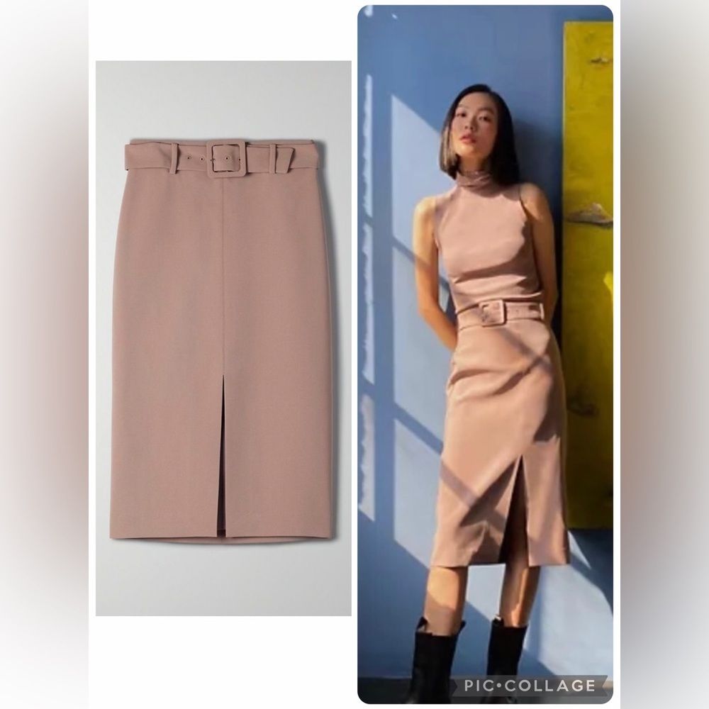 Babaton Brambrt Blush Pink Belted Women's Skirt size 2